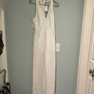 Black Halo Sugar White Sleek Jumpsuit